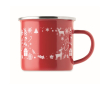 Christmas-style enamelled metal mug in individual box 300 ml colour red