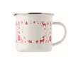 Christmas-style enamelled metal mug in individual box 300 ml colour off white
