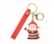 Plastic keyring with Santa Claus figure and hanging ring colour red