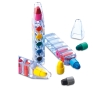 6 coloured wax crayons in a pen-shaped plastic box colour transparent