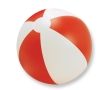 Inflatable beach ball with coloured stripes colour red