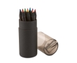 Black box set with 12 coloured pencils and built-in sharpener colour black