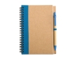 Recycled paper notepad with colour detail and pen, B6 colour blue