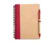 Recycled paper notepad with colour detail and pen, B6 colour red