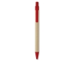 Sustainable ballpoint pen made of recyclable corn, blue ink colour red