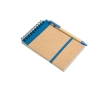 Recycled notebook, blank paper, pen made from recycled paper colour blue