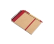 Recycled notebook, blank paper, pen made from recycled paper colour red