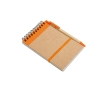 Recycled notebook, blank paper, pen made from recycled paper colour orange