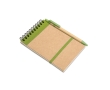 Recycled notebook, blank paper, pen made from recycled paper colour lime