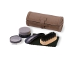 5-piece shoe shine set in a luxurious imitation leather case colour brown