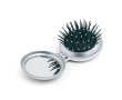 Small round mirror with hairbrush as a practical beauty gift colour silver