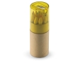 Box of 12 coloured pencils with sharpener built-in to the lid colour transparent yellow