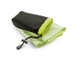 Polyester sports towel in a nylon bag for promotional events colour green