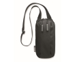 Crossbody phone bag made of RPET with adjustable strap colour black