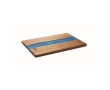 Acacia wood chopping board with blue epoxy resin detail colour wood