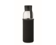 Recycled glass bottle with sleeve and lid, 500 ml colour black