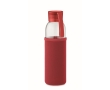 Recycled glass bottle with sleeve and lid, 500 ml colour red