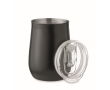 Recycled stainless steel logo mug with sliding lid, 500 ml colour black