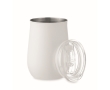 Recycled stainless steel logo mug with sliding lid, 500 ml colour white