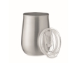 Recycled stainless steel logo mug with sliding lid, 500 ml colour matt silver