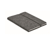 RPET felt notebook with lined A5 sheets of recycled paper colour dark grey