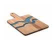 Acacia wood serving board with blue epoxy resin details colour wood