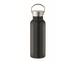 Recycled stainless steel bottle with handle on the lid, 500 ml colour black