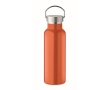 Recycled stainless steel bottle with handle on the lid, 500 ml colour orange