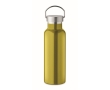 Recycled stainless steel bottle with handle on the lid, 500 ml colour lime