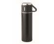 Leak-proof stainless steel bottle with cup as a lid, 420ml colour black