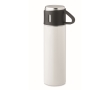 Leak-proof stainless steel bottle with cup as a lid, 420ml colour white