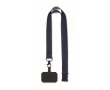Polyester lanyard with safety clasp for mobile phone colour blue