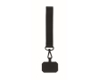 Polyester wrist lanyard with mobile phone holder colour black