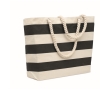 Striped cotton beach bag with cord handles, 220 g/m2 colour black