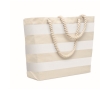 Striped cotton beach bag with cord handles, 220 g/m2 colour white