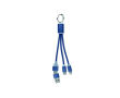 2-in-1 keyring including charging cable with 3 ports colour navy-blue