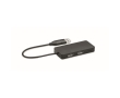 3-port USB hub made of aluminium with cable, 20 cm colour black