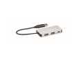 3-port USB hub made of aluminium with cable, 20 cm colour silver