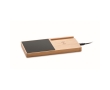 Bamboo wireless charging station with cup warmer, 15W colour wood