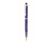 Recycled aluminium ballpoint pen with stylus and blue ink colour blue