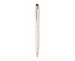 Recycled aluminium ballpoint pen with stylus and blue ink colour white