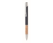 Retractable ballpoint pen with cork details and blue ink colour blue
