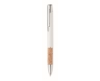 Retractable ballpoint pen with cork details and blue ink colour white