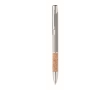 Retractable ballpoint pen with cork details and blue ink colour matt silver