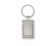 Rectangular metal keyring that also serves as phone holder colour silver