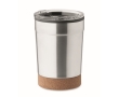 Travel mug made of steel with cork base, 300 ml colour matt silver