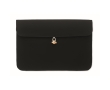 Cotton laptop sleeve with bamboo closure, 15\", 120 g/m2 colour black