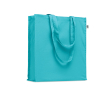 Eco-cotton tote bag with long handles and bottom gusset, 220 g/m2 colour turquoise