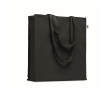 Eco-cotton tote bag with long handles and bottom gusset, 220 g/m2 colour black