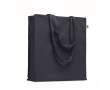 Eco-cotton tote bag with long handles and bottom gusset, 220 g/m2 colour blue